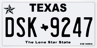 TX license plate DSK9247