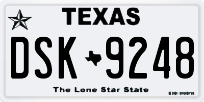 TX license plate DSK9248