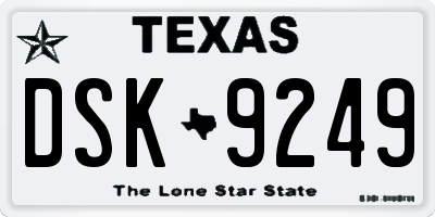 TX license plate DSK9249