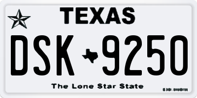 TX license plate DSK9250