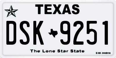 TX license plate DSK9251