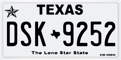 TX license plate DSK9252