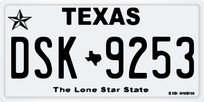 TX license plate DSK9253