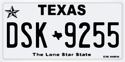 TX license plate DSK9255