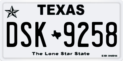 TX license plate DSK9258