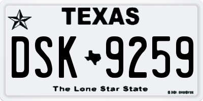 TX license plate DSK9259