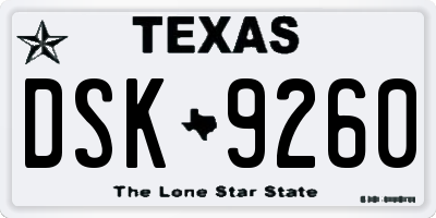 TX license plate DSK9260