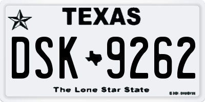 TX license plate DSK9262