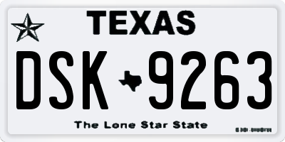 TX license plate DSK9263