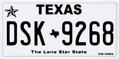 TX license plate DSK9268