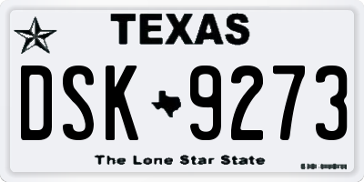 TX license plate DSK9273