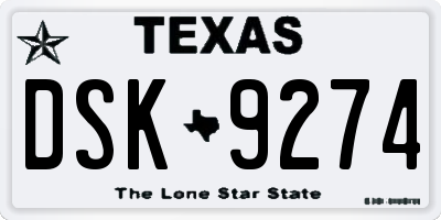 TX license plate DSK9274