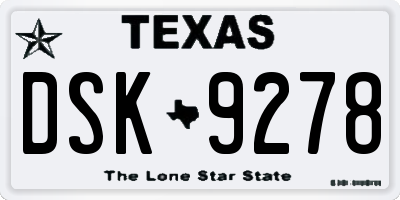 TX license plate DSK9278