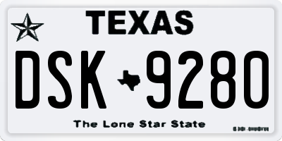 TX license plate DSK9280