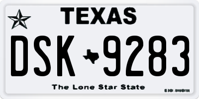 TX license plate DSK9283