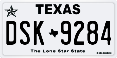 TX license plate DSK9284