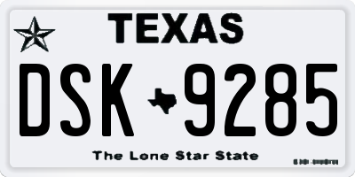 TX license plate DSK9285