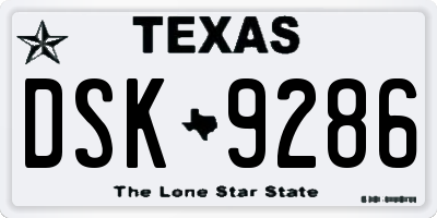 TX license plate DSK9286