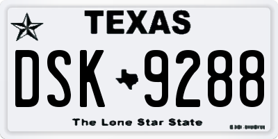 TX license plate DSK9288