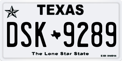 TX license plate DSK9289