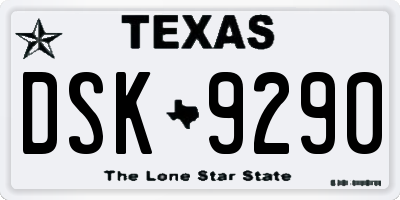 TX license plate DSK9290