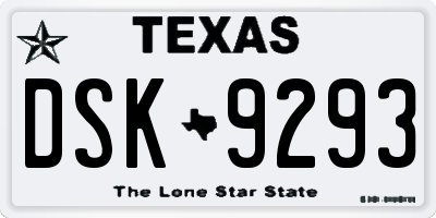 TX license plate DSK9293