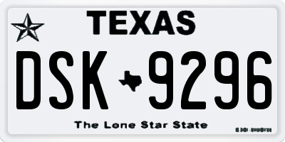 TX license plate DSK9296