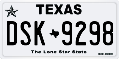 TX license plate DSK9298