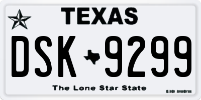 TX license plate DSK9299