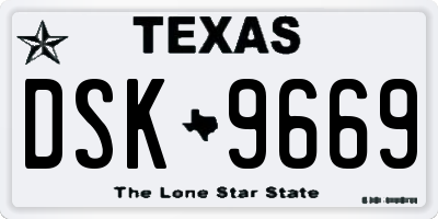 TX license plate DSK9669