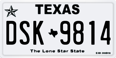 TX license plate DSK9814