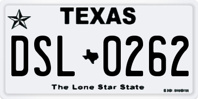 TX license plate DSL0262