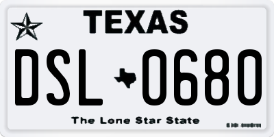 TX license plate DSL0680