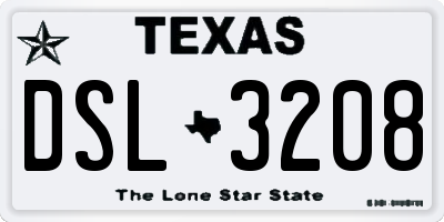 TX license plate DSL3208