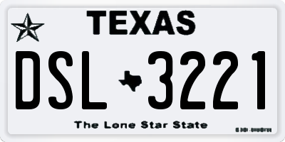 TX license plate DSL3221