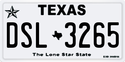 TX license plate DSL3265