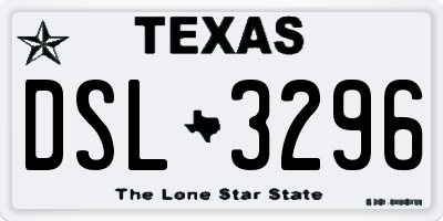 TX license plate DSL3296