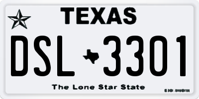 TX license plate DSL3301