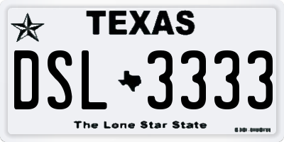 TX license plate DSL3333