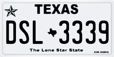 TX license plate DSL3339