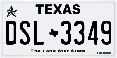 TX license plate DSL3349