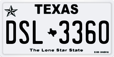 TX license plate DSL3360