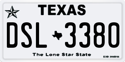 TX license plate DSL3380