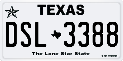 TX license plate DSL3388