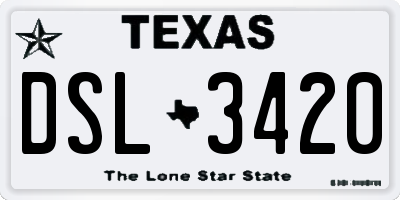 TX license plate DSL3420