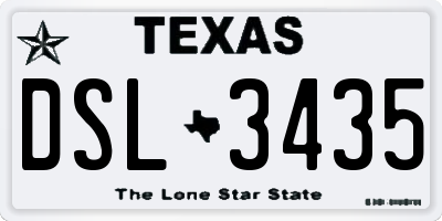 TX license plate DSL3435