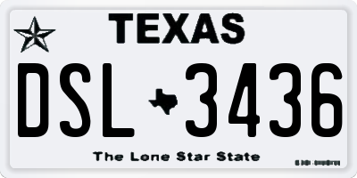 TX license plate DSL3436