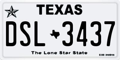 TX license plate DSL3437