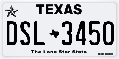 TX license plate DSL3450