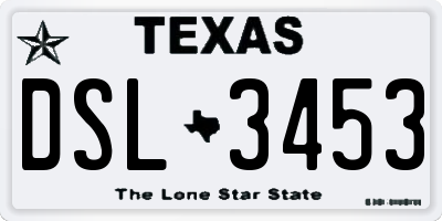 TX license plate DSL3453